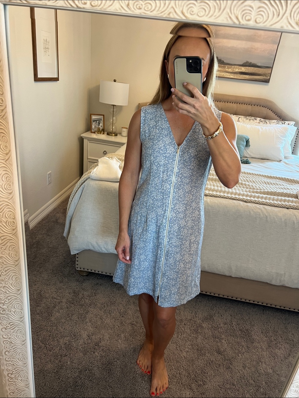 Floral linen feel dress